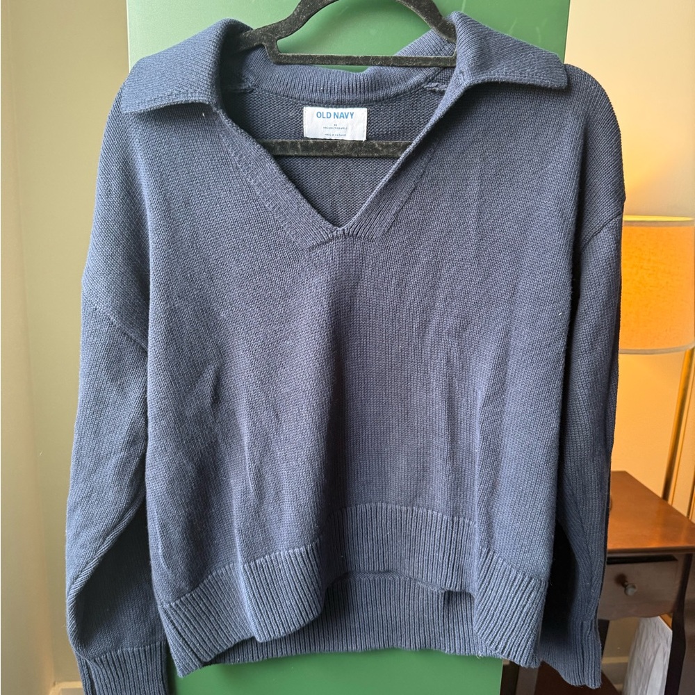 Old Navy Blue V-Neck Sweater Relaxed Fit